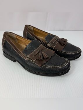 Bass Men's Loafers Slip On Leather Grant Dress Shoes w/ Tassels 2 Tone Brown 10